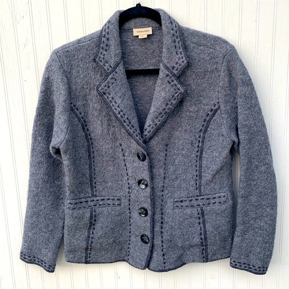 Venario Boiled wool blazer Gray - Picture 7 of 11